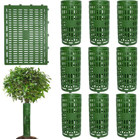 Lot de 10 Protecteurs De Tronc d'arbre de Plantes Réglables en Plastique D'écorce d'arbre Protecteur pour Semis,38 x 25 cm,vert (1/5)