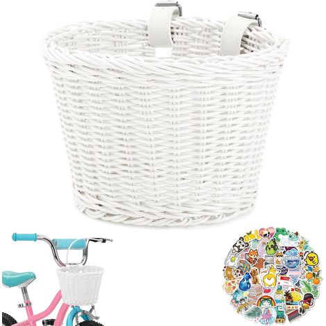 Panier Tressé pour Vélo Enfant - Mini Panier Avant pour Tricycle, Draisienne et Trottinette - Pour Garçons et Filles - Blanc (1/5)