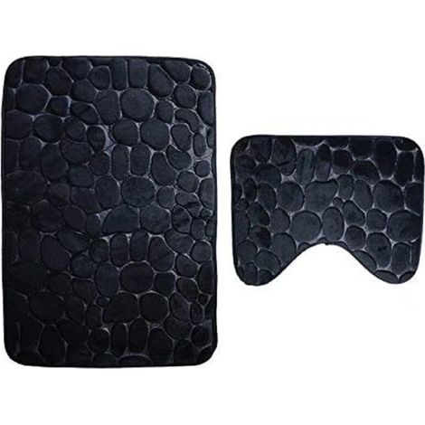 Lot de 2 tapis de bain antidérapants lavables en microfibre – Dimensions 50x80cm et 50x40cm – Envers latex pour sécurité accrue (1/4)