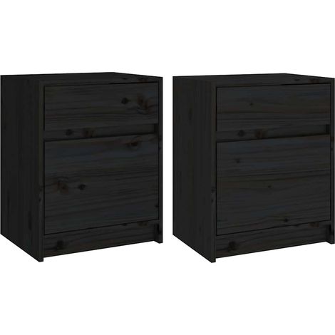 Maison Exclusive - Mesitas de noche 2 uds madera maciza pino negr (1/5)