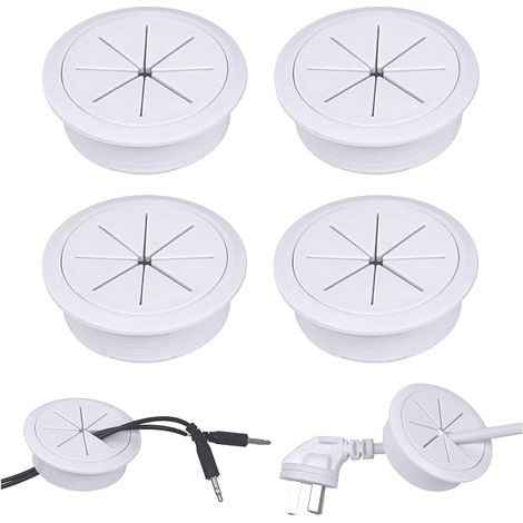 Cache Câble Bureau Plastique,60 mm Passe-Câble Bureau Blanc Ronde,Cache Cable Blanc Bureaux,Tables,Ordinateur,Postes Travail,Organiseur Fil (1/5)