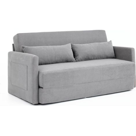 Sofá cama plegable de 2 plazas de tejido tipo pana gris 165 x 92 x 82 cm (1/5)