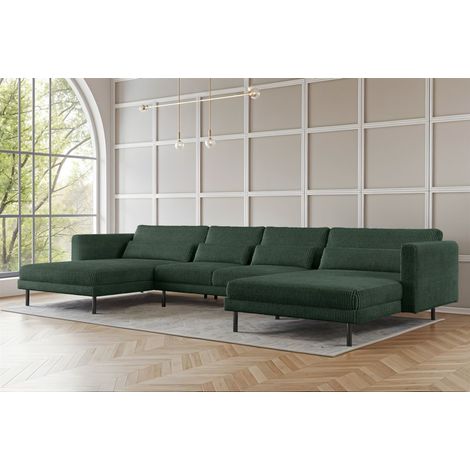 Wohnlandschaft U-Form Sofa AGADA in Stoff Poso Grün (1/2)