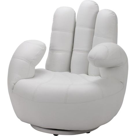 Poltrona a forma di mano girevole in similpelle Bianco - CATCHY (1/4)