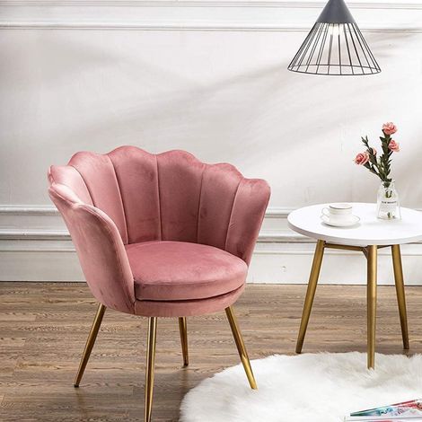 Wahson Fauteuil en Velours,  Coquillage avec Fauteuil de Salon Moderne Chaise  in velluto,per la camera da letto e il soggiorno, Rosa