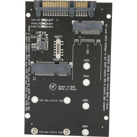 Adaptateur convertisseur M.2 vers SATA, transmission rapide, carte adaptateur pour disque dur mSATA sur circuit imprimé pour ordinateur. (1/5)