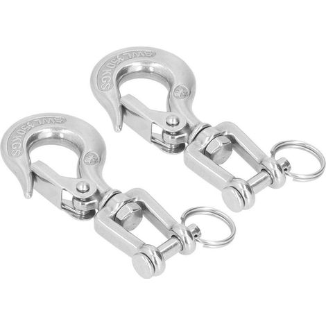 2 Pièces Crochet de Levage en Acier Inoxydable 304 avec Mousqueton de Sécurité (Capacité 350kg, Taille 1/4") (1/5)