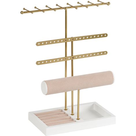 Porte Bijoux, Presentoir Bijoux Organisateur de Bijoux avec base pour Bagues, Porte-boucles d'oreilles, Porte-chaînes, pour Bagues, Porte-montres