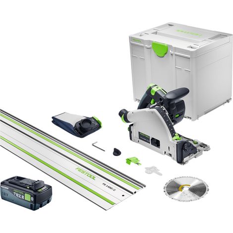 Segatrice a immersione a batteria Festool TSC 55 KSEB-Basic-FS 18 V 160 mm Brushless + 1 batteria da 8,0 Ah + guida di scorrimento + Systainer - senza caricabatterie (1/5)