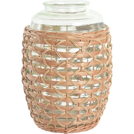 Jarron Cristal Mimbre 31X31X43 Natural Verde (1/3)