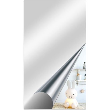 Self-Adhesive Mirror Sheets, Flexible, Adhesive, Glass Free, Wall Mirror, Shatterproof, Wall Decoration, Bathroom, Living Room, Bedroom, 40 x 70 cm (1/5)