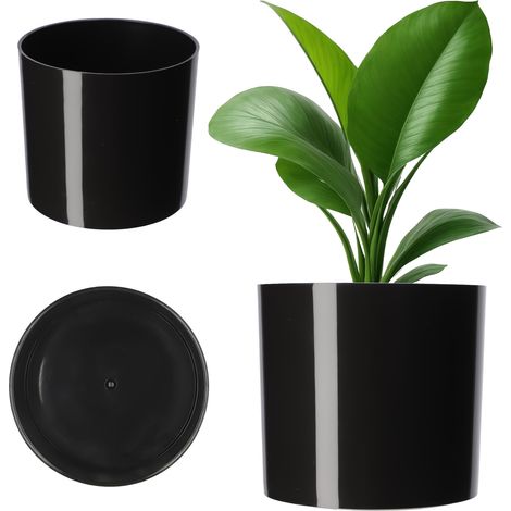 KADAX Blumentopf aus Kunststoff, Topf, rund, 11 cm, Schwarz (1/5)