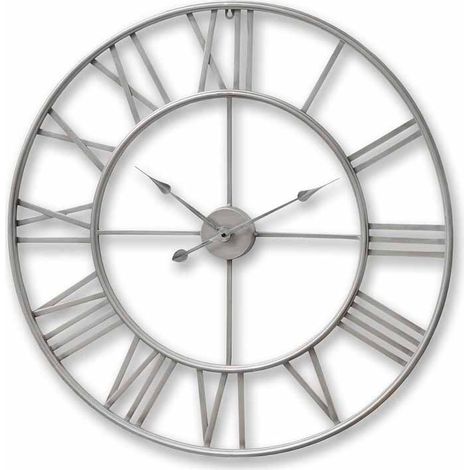 Large Skeleton Wall Clock - Metal - L4 x W80 x H80 cm - Silver