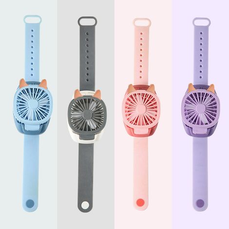 Reloj de pulsera con ventilador USB para niños, 3 velocidades, multicolor, desmontable, giratorio, portátil, mini ventilador de mano.