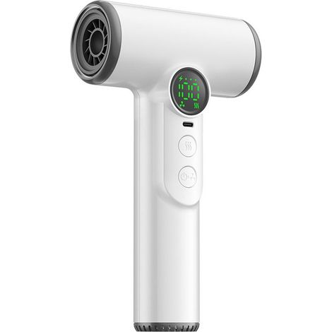 Secador de pelo inalámbrico profesional, 3 velocidades de viento y 3 ajustes de temperatura, batería recargable por USB, 200 vatios, portátil, con pantalla digital. (1/3)
