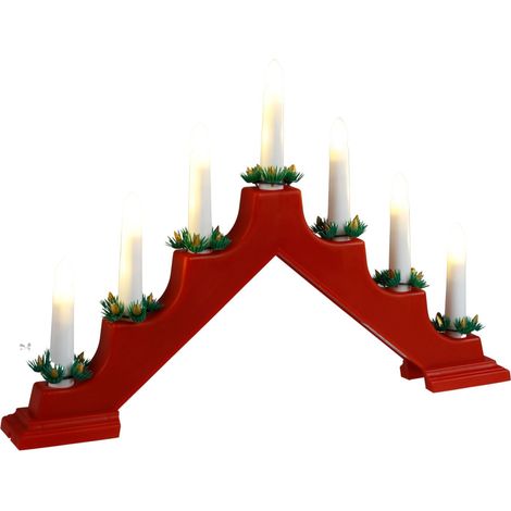 LED Schwibbogen rot weiß Lichterbogen Schwedenleuchter Fenster-Weihnachtsdeko - rot
