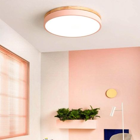 Plafonnier LED, Plafonnier Rond Moderne en Métal 36 W, Lumière Chaude 3000 K pour Salon, Chambre, Cuisine, Couloir, Salle à Manger, 40 cm, Rose (1/5)