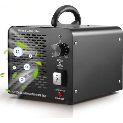 2-in-1 Ozon- und Negativionengenerator, 60.000 mg/h Ozongenerator für den Heimgebrauch, Ozongerät mit 120-Minuten-Timer für 300㎡ Raum, Generator