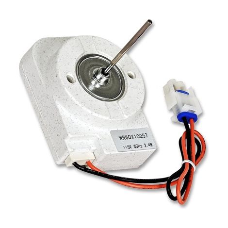 The WR60X10129 replaces the WR60X10257 evaporator fan motor in GE refrigerators. (1/4)