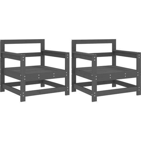 Maison Exclusive - Gartenstühle 2 Stk. Grau Massivholz Kiefer