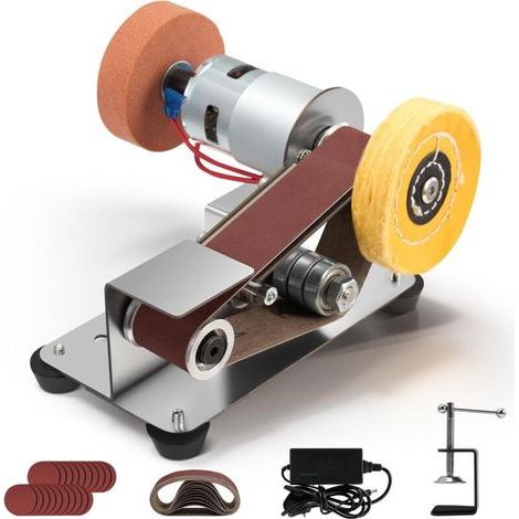 Mini ponceuse à ceinture électrique, ponceuse à ceinture électrique petite table avec pince fixe, roue de polissage, roue de polissage pour l'artisanat bricolage bois métal, meule de polissage