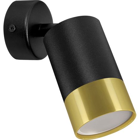 Aplique de pared negro y dorado, foco móvil tipo trombón GU10 35W IP20 Ideus 04131 (1/2)