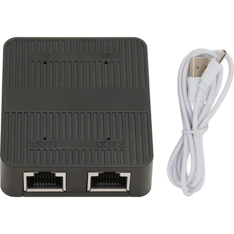 Répartiteur Ethernet haute vitesse 1000 Mbps, répartiteur Internet 1 à 2 gigabits avec câble d'alimentation USB, répartiteur LAN adapté aux câbles Cat 5/5e/6/7/8. (1/5)