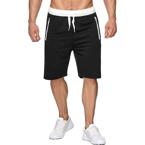Short de sport homme décontracté, pantalon d'entraînement à taille élastique avec cordon, poches zippées, short de running pour homme, vêtement de fitness d'été, nouveauté (1/5)
