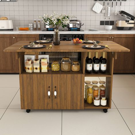 Tavolo da pranzo allungabile 110x70x80 cm in MDF color noce salvaspazio FloraGrace (1/5)