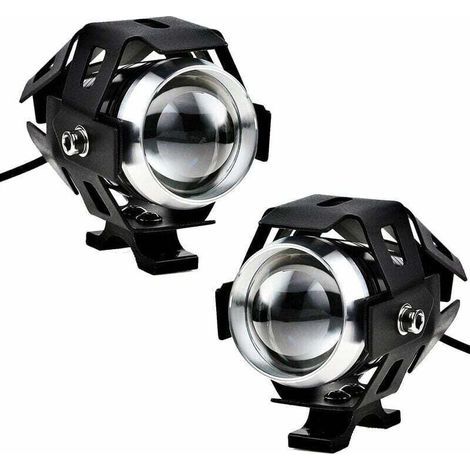 Candyse 2 Stück 125W Motorradscheinwerfer Zusätzliche LED-Nebelscheinwerfer Motorradprojektor 1200LM U5 Wasserdicht Motorroller 4-Rad-Crezuo