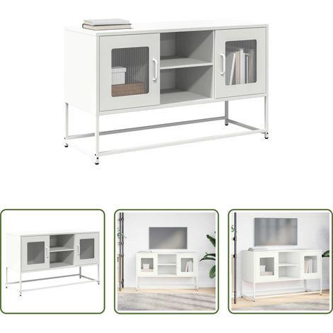 vidaXL Stahl-Schrank - TV-Schrank Weiß 100,5x39x60,5 cm Stahl (1/5)