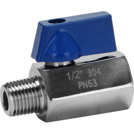 Vanne à bille 1/2 pouce en acier inoxydable 304, mini vanne à bille, filetage mâle/femelle NPT, idéale pour les pommeaux de douche et les régulateurs de débit. (1/4)