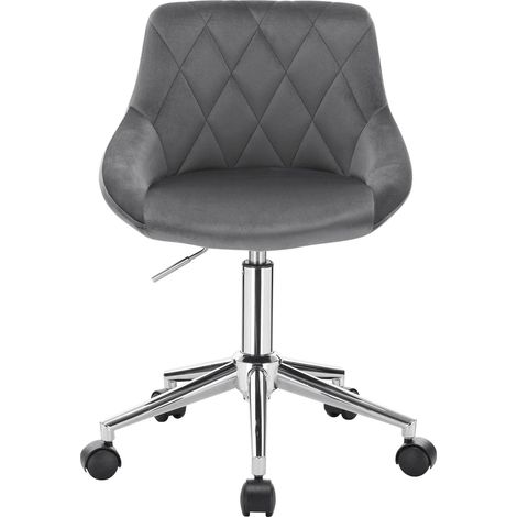 Silla de oficina giratoria de terciopelo gris oscuro con ruedas y altura regulable HOMVRA (1/5)