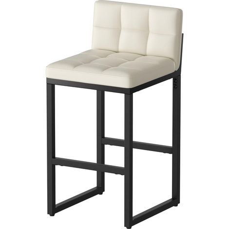 Barhocker mit Rückenlehne, Kunstleder, Sitzhöhe 68cm, Beige (1/5)