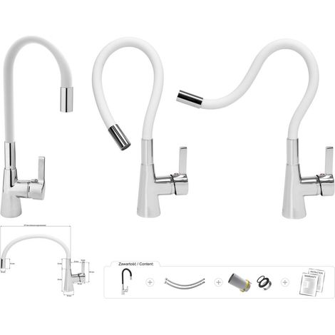 Küchenarmatur Flexible, weiß, Wasserhahn, Spültischarmatur, Mischbatterie (1/2)