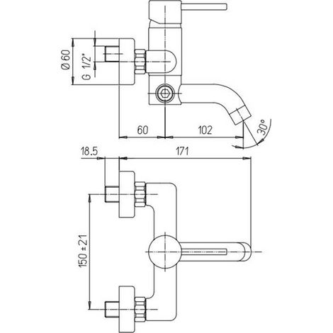 Miscelatore Vasca Esterno 'New Disco' Duplex Flex Cm 150 (1/2)