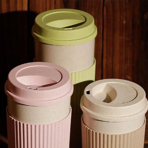 Tasse À Café Réutilisable - Fibre De Blé Naturelle - Sans BPA - Adaptée Au Lave-vaisselle Et Au Micro-ondes - 350 Ml - 1 Pièce (1/5)