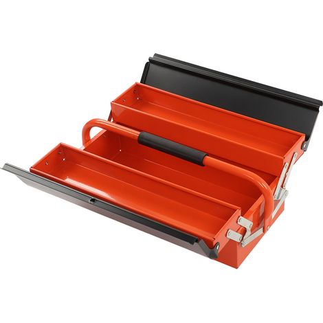 Boîte à outils cantilever en métal, pliable et portable, à roulettes, pour l'entretien automobile, 2 niveaux, 3 plateaux, longueur 420 mm (1/5)