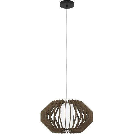 [GEBRAUCHT] B-Ware Eglo Hängeleuchte Pendelleuchte Lampe Rusticaria Holz Glas Braun Weiß E27 Led