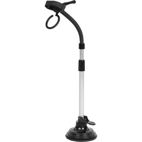 Soporte para secador de pelo de mano con altura regulable y base pesada y estable.