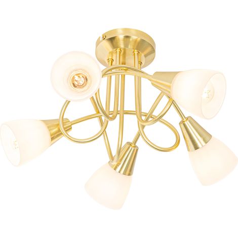 Classic Ceiling Light Gold with Opal Glass 5-Light - Inez (1/4)