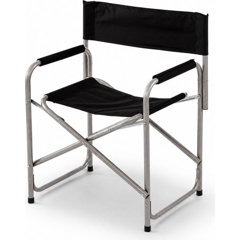 Oypla Lightweight Frame Folding Portable Black Outdoor Camping Directors Chair (1/5)