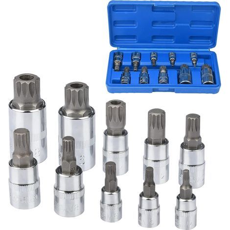 Douille Torx Male 1/2'', 1/4'', 3/8'', Embout Torx 12 Pans M4 M5 M6 M8 M10 M12 M14 M16 M18, Douille Allen avec Boîte (1/5)