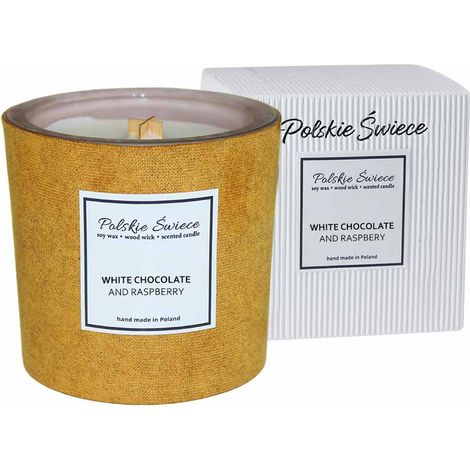 BOUGIE BLANCHE HEVY SKIN GOLD CHOCOLAT BLANC ET FRAMBOISE