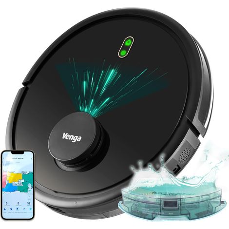 Robot Aspirateur, Laveur de sol, Navigation Laser, avec App, Noir, VG RVC 3002 BK (1/5)