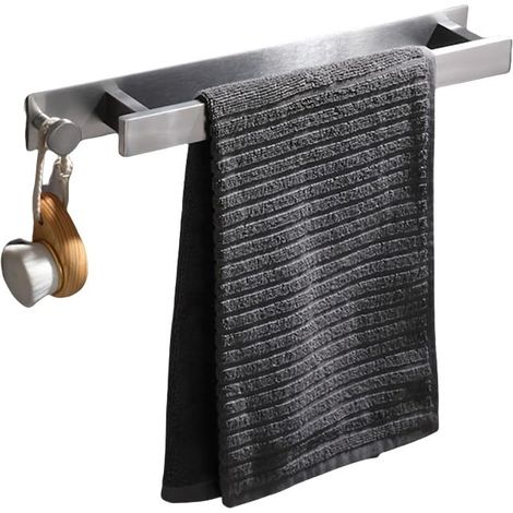 Selbstklebende Handtuchstange aus Edelstahl, kein Bohren erforderlich Handtuchhalter aus gebürstetem Nickel für Badezimmer, silberner Handtuchhalter. (1/4)