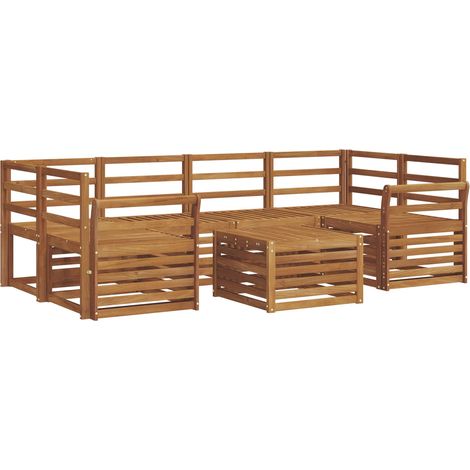 Outdoor-Sofagarnitur 7 pcs Natur Massivholz Akazie vidaXL