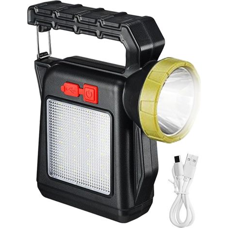 Lampe Torche Solaire Haute Luminosité Étanche Solaire Rechargeable Torches De Pêche Extérieur Pour Camping, Pêche, Randonnée, Cyclisme, Tente, Sports Extérieurs (1/5)