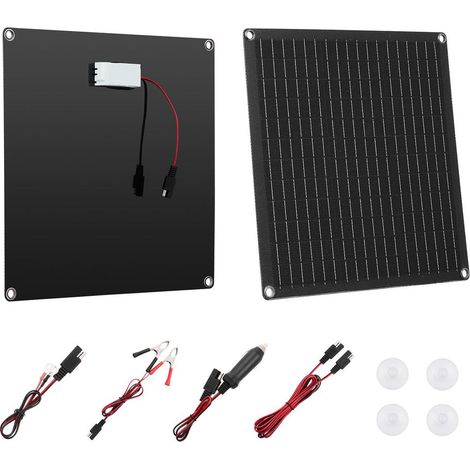 Chargeur Batterie Solaire 12V 20W Panneau Monocristallin ETFE Étanche IP67 Maintien de Charge Voiture Camping-Car Bateau (1/5)