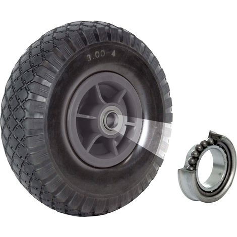 Sackkarrenrad 260x85 mm 3.00-4 Bollerwagenrad, Luftrad, Ersatzrad, Nabenlänge 60 mm versetzt grau (1/5)